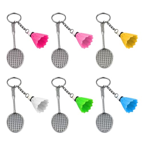 Ruarby Badminton-Schlüsselanhänger, Badminton-Anhänger, Schlüsselanhänger, Badminton-Schlüsselhalter für Kinder, Erwachsene, Weihnachten, Geburtstag, Geschenk, Schlüsselhalter, 6 Stück Ruarby Badminton-Schlüsselanhänger, Badminton-Anhänger, Schlüsselanhänger, Badminton-Schlüsselhalter für Kinder, Erwachsene, Weihnachten, Geburtstag, Geschenk, Schlüsselhalter, 6 Stück von Ruarby