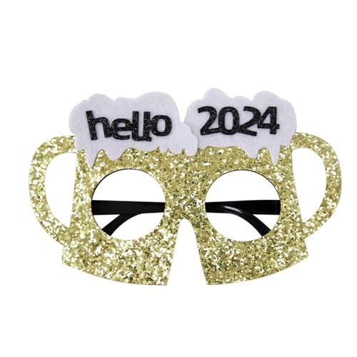 Ruarby Glitzernde Neujahrsbrille, lustige Cosplay-Brille, Foto-Requisiten für Weihnachten, Neujahr, Party, Verkleidungen, Brillen, Rahmen, Dekoration, Feier-Zubehör von Ruarby