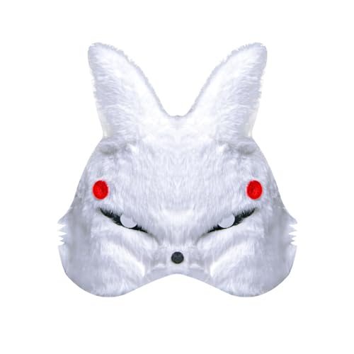 Ruarby Halloween-Füchs-Kostüm, Plüsch, halbes Gesicht, japanische Kabukis-Kitsune für Weihnachten, Maskerade, Kostüm-Requisiten von Ruarby