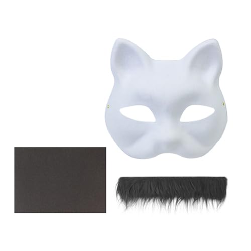 Ruarby Handgemaltes Katzen-Set, Tiermaskerade, unbemalte Füchse mit Pelzen, Halloween-Party für Erwachsene, Halloween, Füchse, unbemaltes Tier-Set, handbemalte Katzen von Ruarby