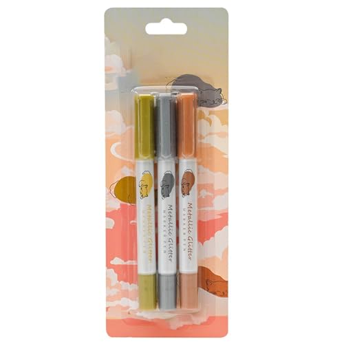 Ruarby Metallic-Marker mit Doppelkopf, Metallic-Marker für Scrapbooking, Malen auf Stein, Metall, Papier, Glas, Holz, Stoff, 3 Stück Ruarby Metallic-Marker mit Doppelkopf, Metallic-Marker für Scrapbooking, Malen auf Stein, Metall, Papier, Glas, Holz, Stoff, 3 Stück von Ruarby