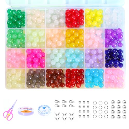 Runde Glasperlen-Set, 8 mm, Schmuckherstellung, lose Schmuckherstellung, geeignet für kreative Bastelbedarf von Ruarby