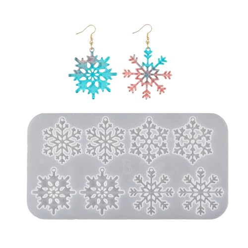 Vielseitige Schneeflocken-Silikonformen, Weihnachtsdekoration, Schneeflocken, Epoxidharzform für Anhänger von Ruarby