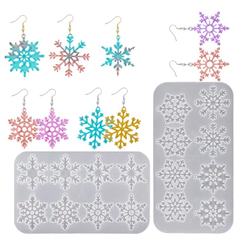Vielseitige Schneeflocken-Silikonformen, Weihnachtsdekoration, Schneeflocken, Epoxidharzform für Anhänger von Ruarby