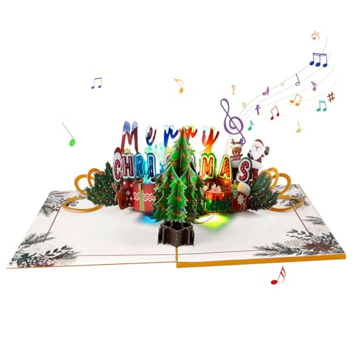 Weihnachtsbaum-Popup-Karte mit Musik und Lichtern, faltbare Grußkarte mit Umschlag, handgefertigte Postkarte für Familie, Weihnachtsfeier, Einladung Weihnachtsbaum-Popup-Karte mit Musik und Lichtern, faltbare Grußkarte mit Umschlag, handgefertigte Postkarte für Familie, Weihnachtsfeier, Einladung von Ruarby