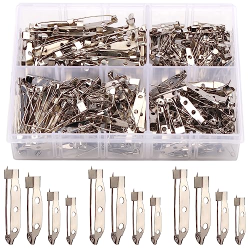 200 Stück Brosche Abzeichen Bar Pins Sicherheitsnadeln, Rückenverschluss Sicherheitsnadeln Bar Pins mit Löchern für die Schmuckherstellung, Namensschilder und DIY Handwerk (20MM/25MM/30MM/35MM) von Ruasol