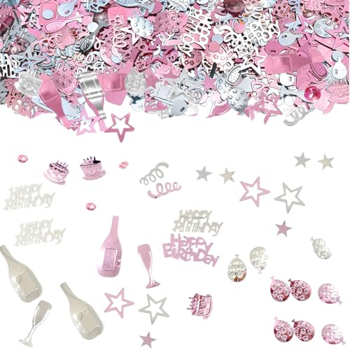 Ruayia 1000PCS Konfetti Geburtstag Deko, Dekoration Set, Partydekoration, Frauen Männer Confetti für Jubiläen, Geburtstage, Partys, Tischdeko - Roségold von Ruayia