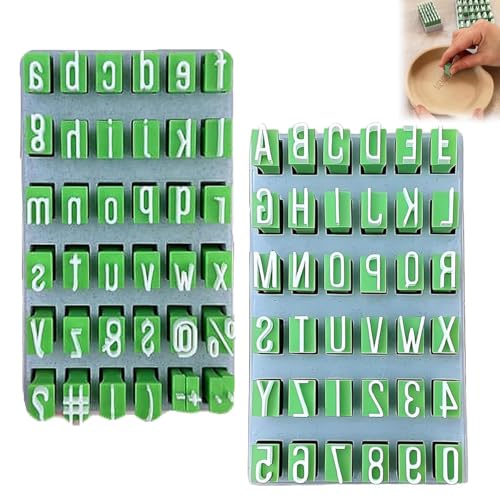 Ruayia Alphabet Stempel Set, 62 Stücke Alphabet Tonstempel Set, Ton Stempel, Keramik Werkzeuge Ton Werkzeug mit Aufbewahrungs Box, Buchstaben Anzahl Symbol, für Kunst, Handwerk von Ruayia