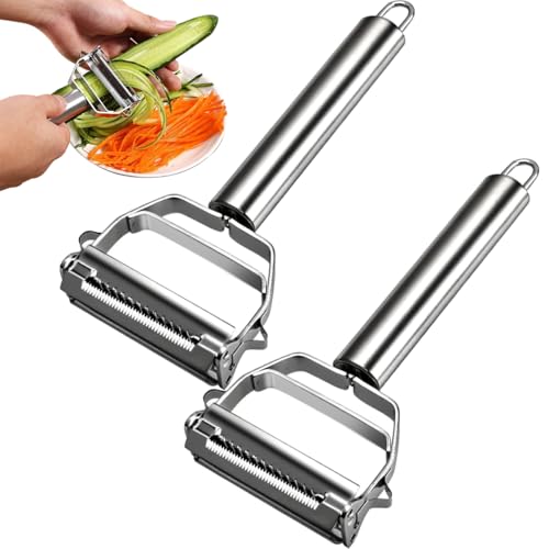 Ruayia Turbo Julienneschneider, Pendelschäler, Kartoffelschäler, Multifunktions aus Edelstahl Schäler, Julienne Schäler für Gemüse, Zucchini Spaghetti Schneider, Breite Klinge (Edelstahl) von Ruayia