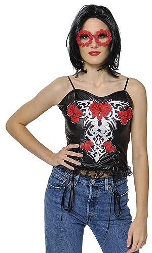 Rubies Katrina Brille mit roten Rosen für Erwachsene, vervollständigen Sie Ihr Kostüm, Halloween, Karneval, Partys und Geburtstage von Rubie's