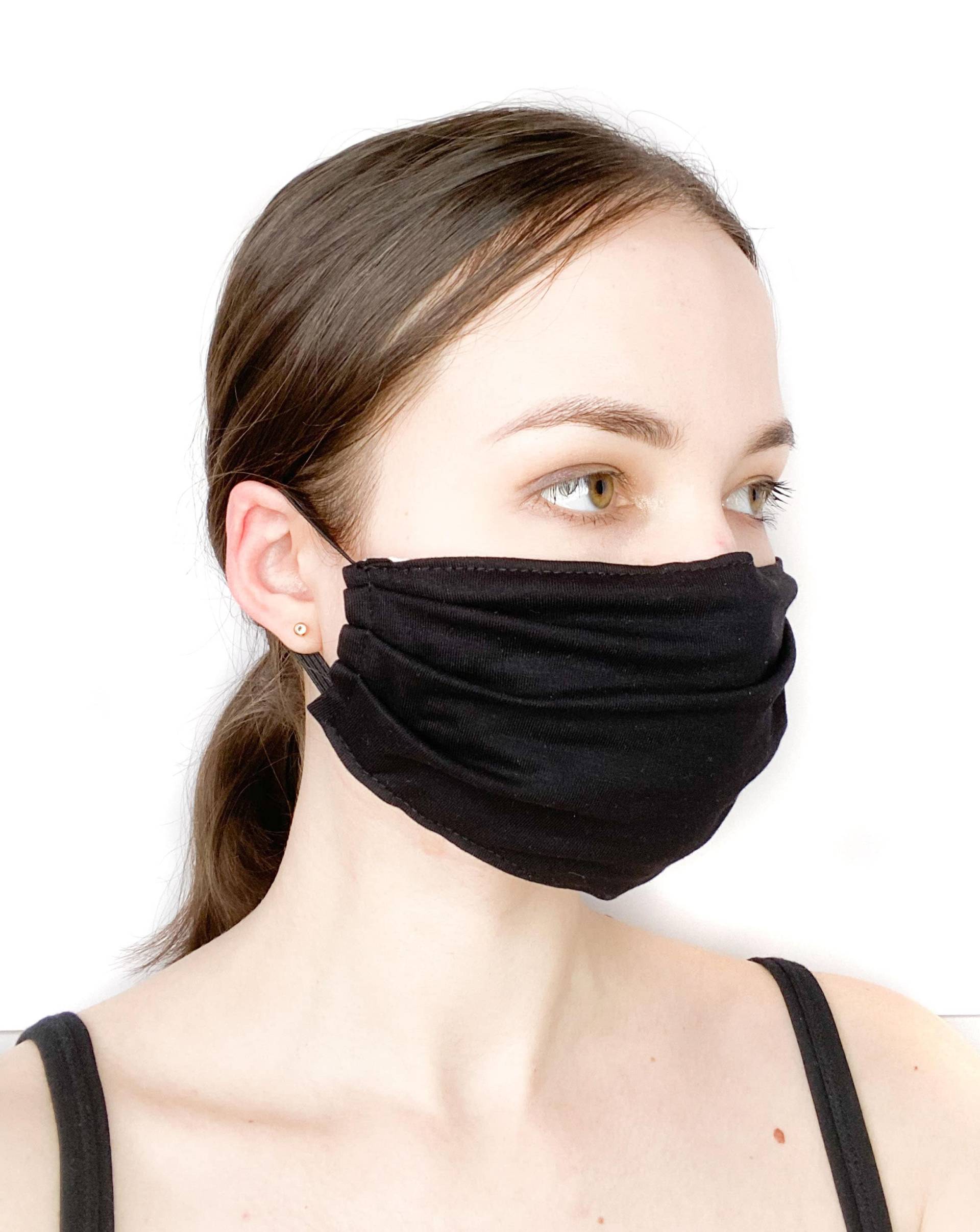 2Er Pack Schwarze Gesichtsmaske, 2-Lagenige Bio-Baumwolle, Waschbar Wiederverwendbar, Filtertasche, Handmade in Kanada von RubiesCustomBras