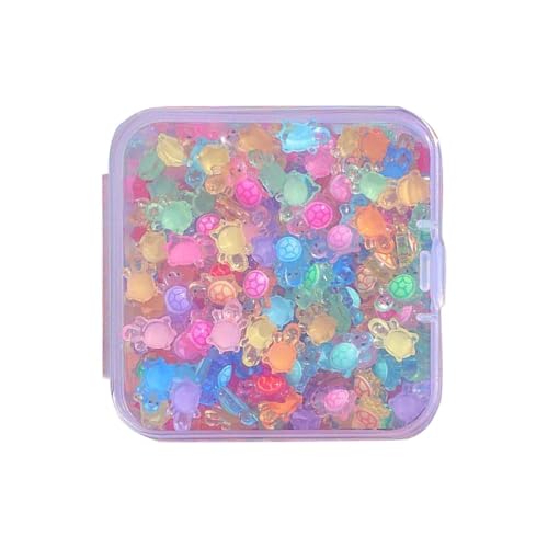 100 Stück Mini Leuchtende Schildkröten Harz, Nagelzubehör, Mehrfarbige Kleine schildkröten die im Dunkeln leuchtet, süße Schildkröte Figuren Mini Harz Tiere (0.6 * 0.8cm) von Rubu22a