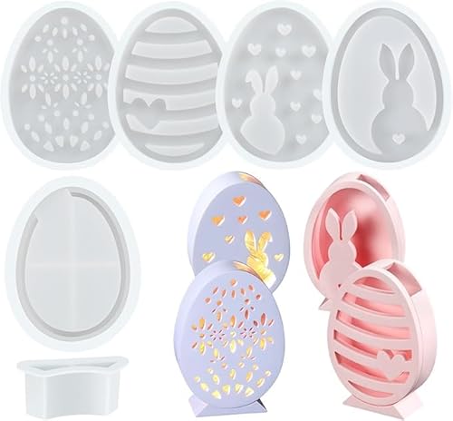 6 Stück Osterhase Silikonform, Ostern Hase Silikonformen Gießformen, 3D Kaninchen Gießform Ostern, Osterhase Silikonform for Gips, Sojawachs Kerzen, Handwerk (6) von Rubu22a
