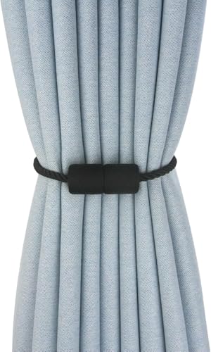 6 Stück Starke magnetische Vorhang-Raffhalter, Krawattenhalter Vorhang Krawatten, Vorhang-Raffhalter, Raffhalter für dünne oder Dicke Zuhause und Büro, Fenstervorhänge (6, Schwarz) von Rubu22a