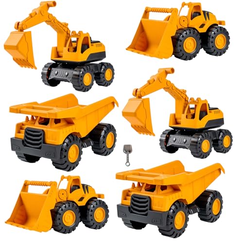 Rubu22a 6pcs Baustellenfahrzeuge Kinder Spielzeugautos Metall - Bagger Spielzeug 2 3 4 5 Jahre Baustelle Tortendeko Geburtstag Junge Mädchen Kuchen Deko Tortenaufleger Geschenke (4) von Rubu22a