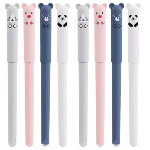 Rubu22a Radierbarer Kugelschreiber, 8 Stück Tintenroller Radierbar, Cartoon Löschbarer Stift, 0.35mm Erasable Pen Set für Studenten Geschenk, Schul Bürobedarf (8) von Rubu22a