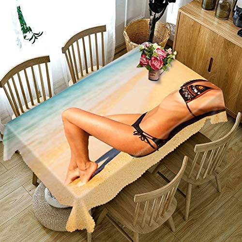 Rubyia Abwischbare Tischdecke, Antiflecken Table Cloth Sexy Bikini Frau Am Meer Gemustert, Polyester, Bunt, 140 x 180 cm Rubyia Abwischbare Tischdecke, Antiflecken Table Cloth Sexy Bikini Frau Am Meer Gemustert, Polyester, Bunt, 140 x 180 cm von Rubyia