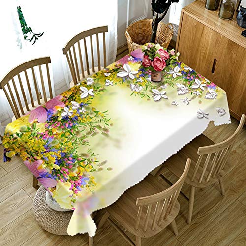 Rubyia Abwischbare Tischdecke, Wasserdicht Table Cloth Blühende Gemustert, Polyester, Bunt, 90 x 140 cm von Rubyia