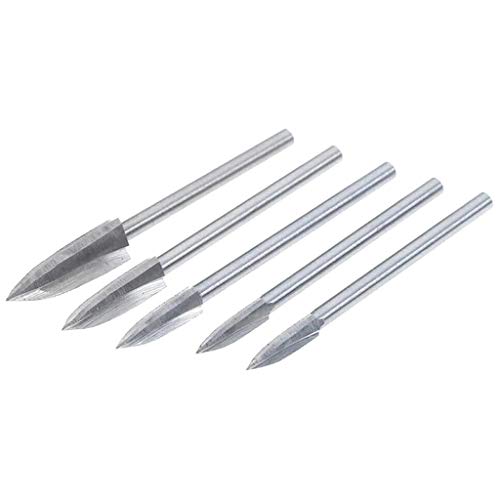 5 Stück/Set 3 mm Schaft Holzschnitzerei Gravurbohrer Fräser HSS Holzbearbeitungswerkzeuge von Rudiaoa