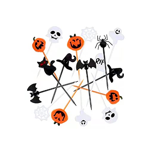 Cupcake-Topper-Set mit 10 Halloween-Verzierungen, Zahnstäbchen für Babyparty, Dessert-Dekoration von Rudiaoa