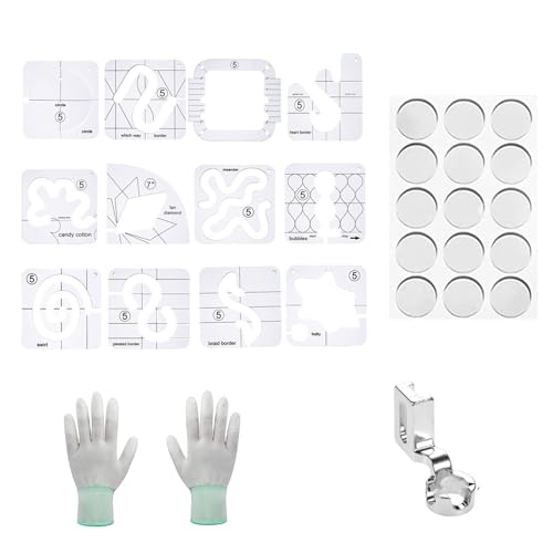 Frees Motion Quiltschablonen-Set, transparentes Nählineal, Acryl, Quilten, Lineal, Quiltschablone für Bastelarbeiten, Quilten, 15 Stück von Rudiaoa