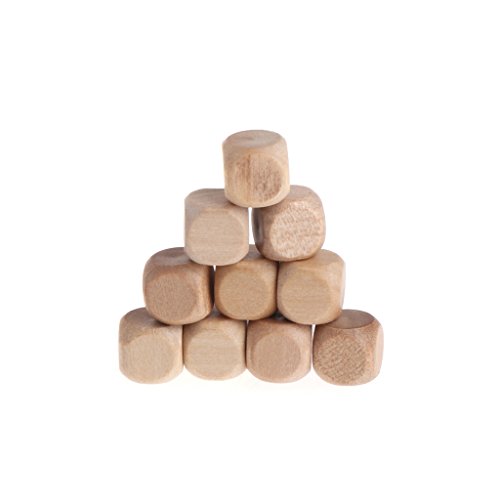 Rudiaoa 10 Stück unlackierte 6-seitige Holzwürfel mit abgerundeten Ecken zum Basteln von Rudiaoa