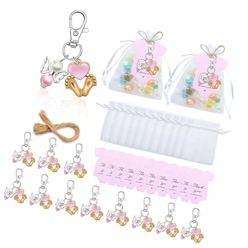Rudiaoa 24 Stück Partyzubehör Engels-Baby-Fußabdruck Schlüsselanhänger mit Taschen und Karten für Party-Dekorationen und Gäste Rudiaoa 24 Stück Partyzubehör Engels-Baby-Fußabdruck Schlüsselanhänger mit Taschen und Karten für Party-Dekorationen und Gäste von Rudiaoa