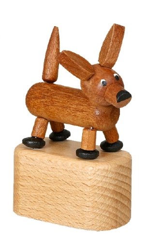 Rudolphs Schatzkiste Holzspielzeug Wackelfigur Dackel Höhe=7,5cm NEU Spielzeug Wackeln Wackeltier Wackelspielzeug Figur Holzspielzeug Holztier Tier Drücken Drückfigur Holz Holzfiguren Seiffen von Rudolphs Schatzkiste