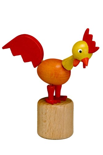 Rudolphs Schatzkiste Holzspielzeug Wackelfigur Hahn rot Höhe=8cm NEU Spielzeug Wackeln Wackeltier Wackelspielzeug Figur Holzspielzeug Holztier Tier Drücken Drückfigur Holz Holzfiguren Seiffen Erzgebirge von Rudolphs Schatzkiste