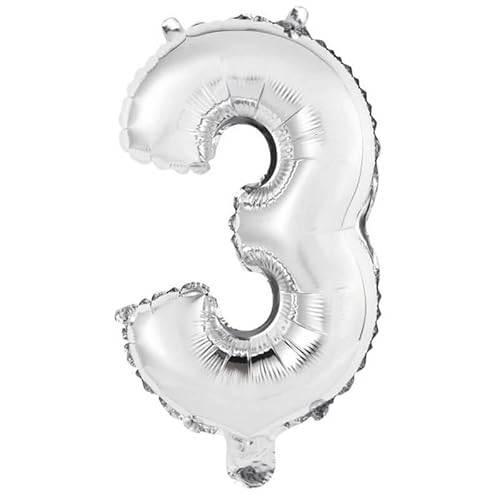 Folienballon 40 cm : Chiffre 3 - Argent von RueDeLaFete