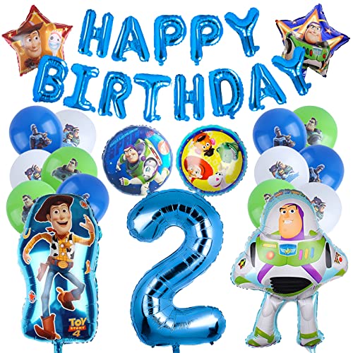 23 Pcs Story Geburtstagsdeko Luftballon, Buzz Geburtstag Deko 2 Jahre, Story Party Dekoration Kindergeburtstag, Banner Happy Birthday, Buzz Luftballons Helium 2, Junge Geburtstag Deko Set von Ruenie