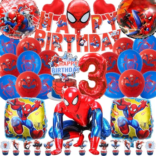 Spiderma Geburtstagsdeko 3 Jahre, Spiderma Luftballons, Spiderma Luftballons 3 Jahre, Spiderma Party Deko Junge Set, Spiderma Dekoration Kindergeburtstag, Spiderma Cake Decoration von Ruenie