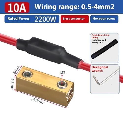 5 Stück Messing-Klemmen block mit Wärme schrumpf schläuche Hochstrom-Wasserdichter Schnell klemm block druckfreier Schnell stecker von Rufevee