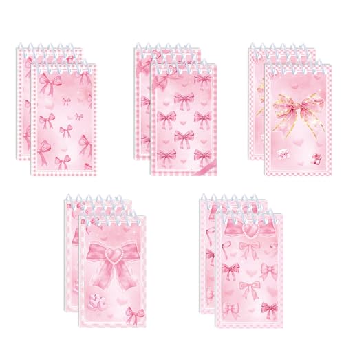 Rufevee 10 Stück rosa Bogen Notebook Mini Spiral Notizblock für Büro, Schule, Geburtstags Feier Geschenk, tragbares Tagebuch von Rufevee