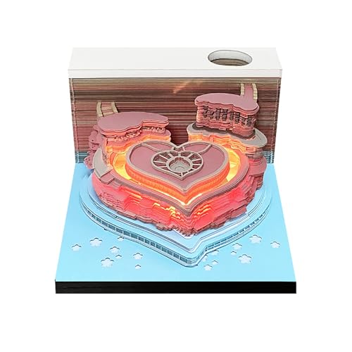 Rufevee 2024 Schreibtisch 3D Memo Pad Papier Kreativer TischNotizblock DIY-Notizen Papierskulptur Geschenk Notizblock Papier Kunst des Himmels Skulptur Home Dekoration Geschenk(Ohne Licht) von Rufevee