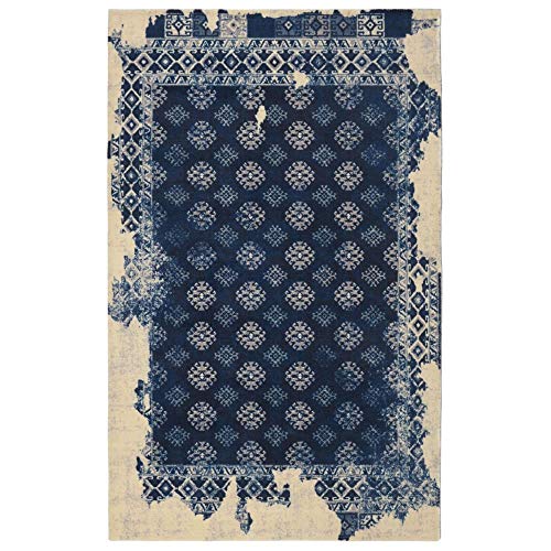 RugSmith Fragment Distressed Vintage inspiriert Bereich Teppich, Nylon, Marineblau, 259.08 X Maße X 85 cm von Rugsmith