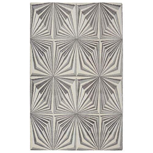 RugSmith Illusion Moderne geometrische Bereich Teppich, Nylon, grau, 259.08 X Maße X 85 cm von Rugsmith
