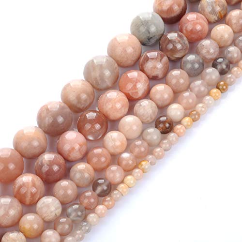 Echte natürliche, glatte, runde Mondstein-Edelstein-Perlen, lose Perlen zur Schmuckherstellung, ca. 39,4 cm (Mondstein, 8 mm) von Rui Long
