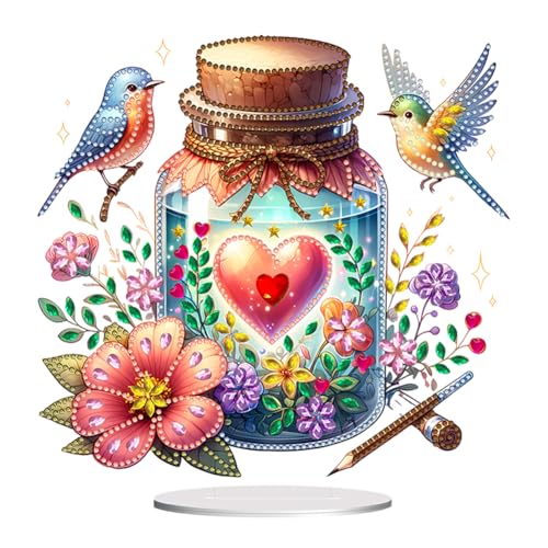 RuiDay DIY Diamond Painting Tisch Deko Kolibri-Blumen, Diamant Malerei Stehend Kunst Set, 6D Diamant Painting Kolibri-Blumen Tischdeko, Festliches Geschenk Hausgeschenk von RuiDay