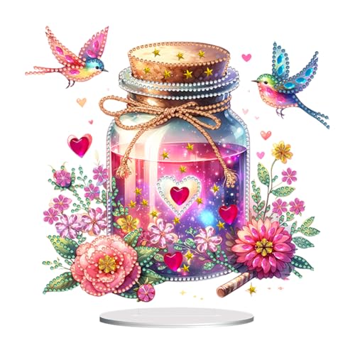 RuiDay DIY Diamond Painting Tisch Deko Kolibri-Blumen, Diamant Malerei Stehend Kunst Set, 9D Diamant Painting Kolibri-Blumen Tischdeko, Festliches Geschenk Hausgeschenk von RuiDay