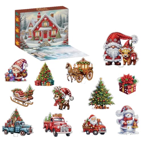 RuiDay Diamond Painting Adventskalender 2024 für Kinder, DIY Weihnachten Gem Arts and Crafts, 12 Tage Weihnachten Countdown Kalender von RuiDay