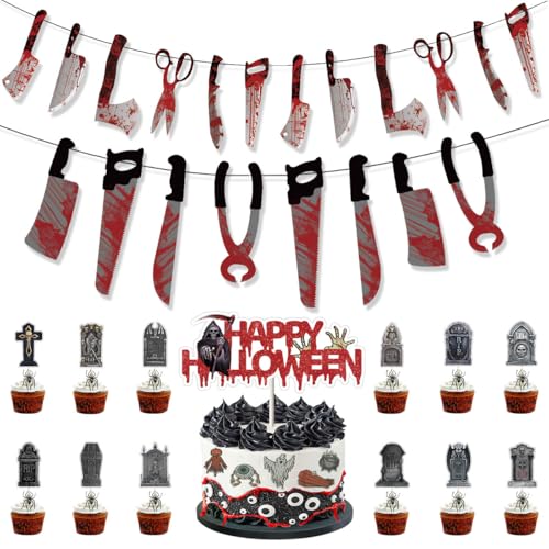 11 Stück Halloween Tortendeko Grabstein Zombie Grauenhaft Cupcake Toppers Grabstein Skelett Zombie Kuchen Deko für Happy Halloween Thema Geburtstag Party Kuchen Dekorationen Schwarz (33, c) von Ruiaqer