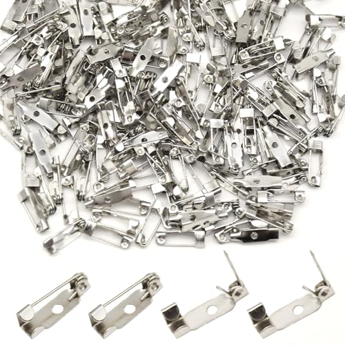 RuiDee 200 Stück Bar Pin Back 15 mm Brosche Pin Rückseite Metall Rückseite Broschen Bar Schmuck Pins Verriegelungsstift Rückseite Verschluss für Abzeichen DIY Handwerk Namensschilder (15 mm/DIY) von Ruidee