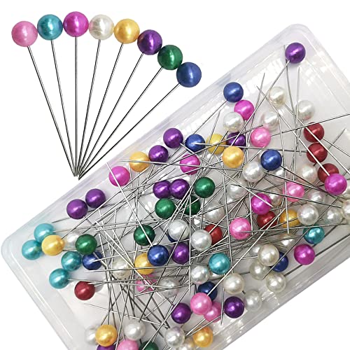Ruidee 100 Stück Mehrfarbige Nähnadeln Gerade Quilting Pins Perlen Nadeln Edelstahl Stecknadeln für Bastelprojekte Schneiderei Patchwork Floristik und Dekoration(DZG/65mm) von Ruidee