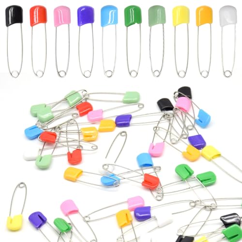 Ruidee 50 Stück Sicherheitsnadeln Groß 53mm Windel Stifte Baby Edelstahl Kinder Kunststoff Verriegeln Verschluss Craft Nähen Sicherheitsnadeln (ET-BZ/Colour) von Ruidee