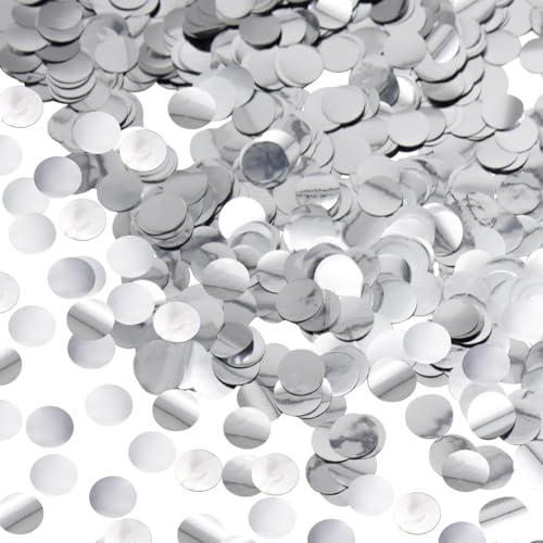 Ruidee 50g/1.76oz Konfetti aus Metallfolie 15mm Rund Papier Konfetti Glitzer Streudeko Dekoration Tischkonfetti Deko für Ballon,Hochzeiten,Geburtstagen (YZX/Silver) von Ruidee
