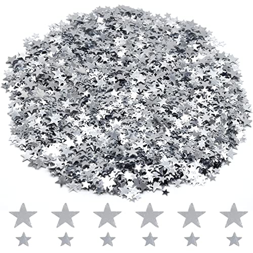 Ruidee 60g Holografische Stern Konfetti - Tisch Streudeko, Glitter Deko, Metallische Folie Pailletten für Geburtstag, Hochzeit, Party Dekorationen (DXX/Silver) von Ruidee