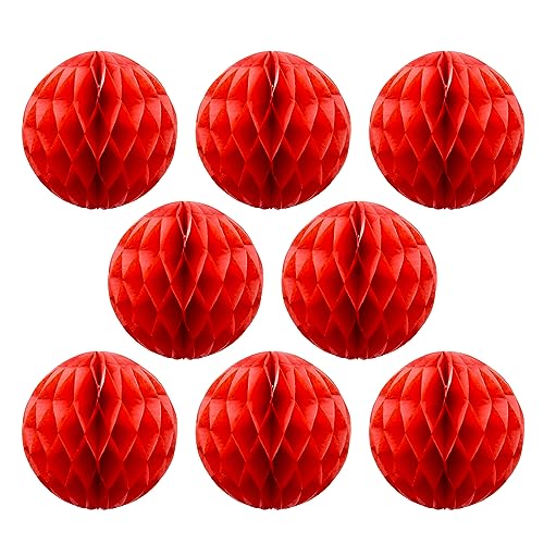 Ruidee 8 Stück Papier Wabenbälle 20cm Honeycomb Balls Pompons aus Seidenpapier Wabenpapier Papierkugeln Hängende Dekoration für Party Hochzeit Geburtstag (8in/Red) von Ruidee