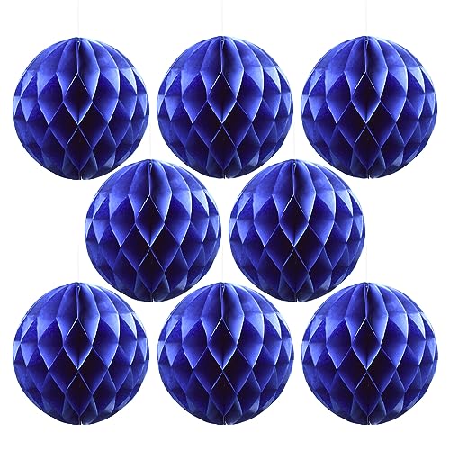 Ruidee 8 Stück Papier Wabenbälle 20cm Honeycomb Balls Pompons aus Seidenpapier Wabenpapier Papierkugeln Hängende Dekoration für Party Hochzeit Geburtstag (8in/Sapphire Blue) von Ruidee