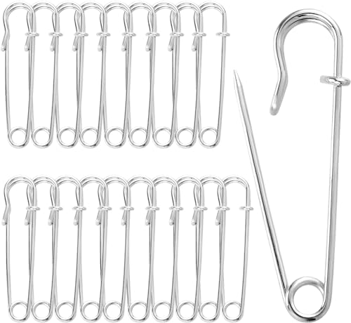 Große Sicherheitsnadeln,Robuste Sicherheitsnadeln für Kleidung Decken Sicherheitsnadeln NadelverschlüSse für Kleidung Leder Kunsthandwerk Leinwand Decken Schals Kilts (Silber,20 Stück) von Ruikcoll